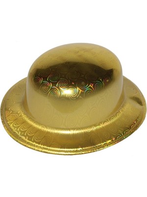 Altın Renk Hologramlı Plastik Yuvarlak Melon 27X24 cm