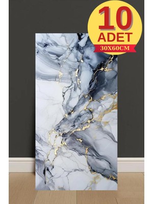 Renkli Duvarlar 10 Adet 30X60cm Mavi Gold Mermer Desen Yapışkanlı Köpük Duvar Paneli Kağıdı banyo,tezgah ara TX-6969
