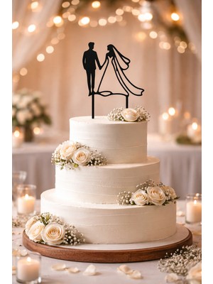 Bi Tutam Mutluluk Düğün,nişan,bekarlığa Veda Pasta Süsü Gelin ve Damat