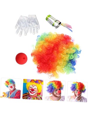 Palyaço Saç Palyaço Burun Palyaço Eldiven Palyaço Sihirli Baston 4 Lü Seti