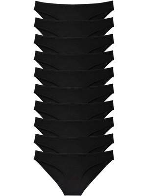 10 Adet Süper Eko Set Likralı Kadın Slip Külot Siyah Nemere