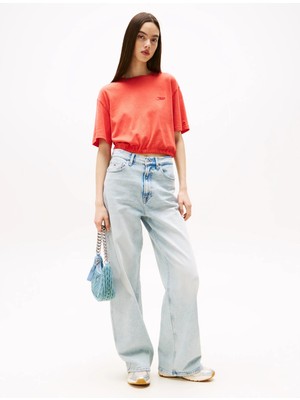 Tommy Hilfiger Kadın Kırmızı Tommy Hilfiger Tjw Crp Gmd Scrıpt O, Sn6 Kırmızı Kadın T-Shirt & Polo