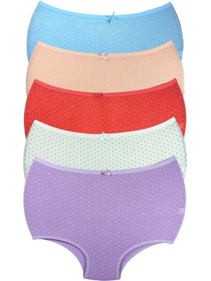 5 Adet Puantiyeli Kadın Toparlayıcı Yüksek Bel Bato Külot Nemere