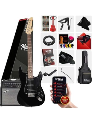 Midex RPH-30BK-50AMP Gül Klavye SSS 50W Amfili Elektro Gitar Seti