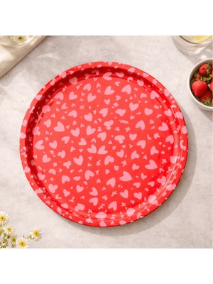 Sarkap Home 34 cm Pembe Kalpler Metal Tepsi