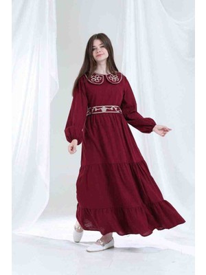 Recep Turak Gülücük Kids Bebe Yaka Nakışlı Kız Çocuk Elbisesi