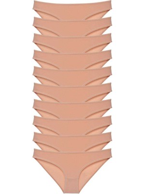 10 Adet Süper Eko Set Likralı Kadın Slip Külot Ten Nemere