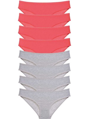 8 Adet Süper Eko Set Likralı Kadın Slip Külot Fuşya Gri Nemere