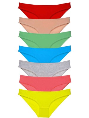 7 Adet Süper Eko Set Likralı Kadın Slip Külot Çok Renkli Nemere