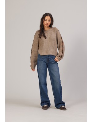 Nisan Triko Kol Detaylı Triko Kazak