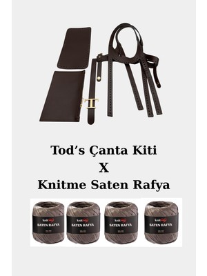 Tods Model Acı Kahve Örgü Çanta Kiti  Elit Rafya Ipler Dahil Kit Örgü Kiti