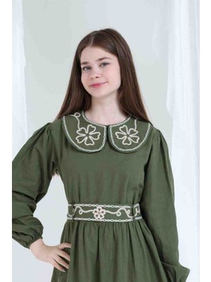 Recep Turak Gülücük Kids Bebe Yaka Nakışlı Kız Çocuk Elbisesi