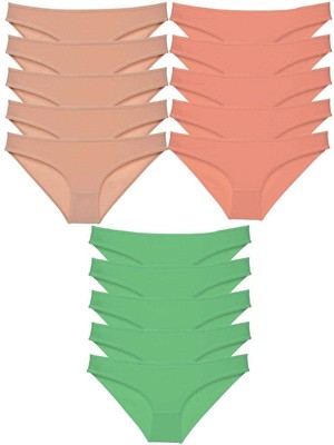 15 Adet Süper Eko Set Likralı Kadın Slip Külot Ten Pudra Yeşil Nemere