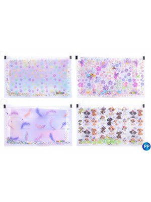 Globox Fermuarlı Simli Kalemlik Dosya 3937