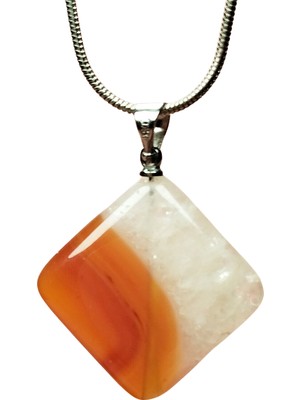 Akik Doğal Taşı Zincirli El Yapımı Kolye Uç: 3 cm Zincir: 20 cm Kutulu Nemere