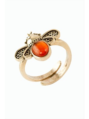 Uğur Böceği Doğaltaşlı Otantik Yüzük Nemere