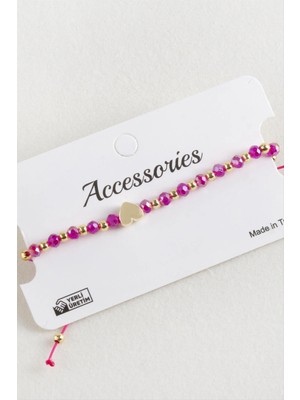 Kalp Kristal Makrome Ip Bileklik Nemere