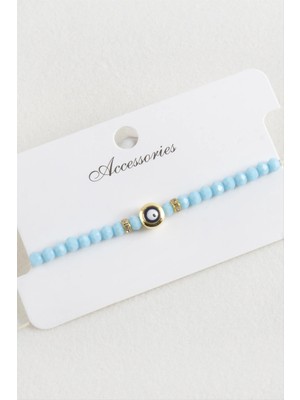 Nazar Kristal Makrome Ip Bileklik 6 mm Nemere