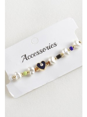 Kalp Boncuk Inci Makrome Ip Bileklik Nemere