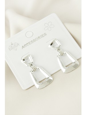 Oval Taşlı Metal Küpe Nemere