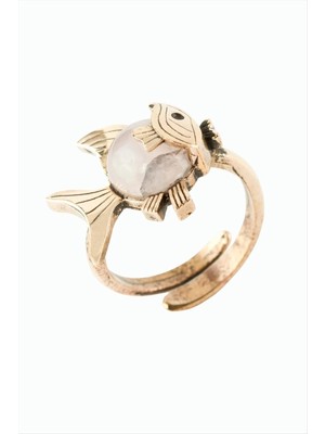 Balık Doğaltaşlı Otantik Yüzük Nemere