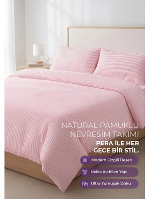 Days In Colours: %100 Pamuk Çizgili Nevresim Takımı Çift Kişilik / Pera Serisi