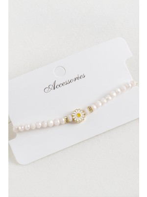 Papatya Kristal Makrome Ip Bileklik Nemere