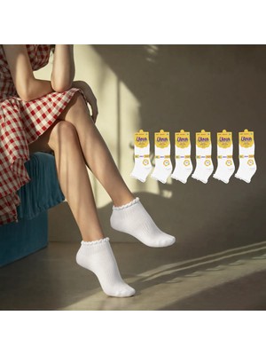 Kral Socks Kadın Bambu Çorap (6 Çift) Fırfırlı Patik Kadın Çorap