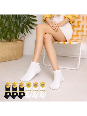 Kral Socks Kadın Bambu Çorap (6 Çift) Fırfırlı Patik Kadın Çorap