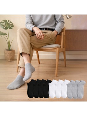 Kral Socks Düz Desen Pamuklu Bilek Boy Patik Çorap %80 Pamuk 10 Çift Ekonomik Set