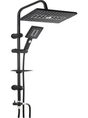 Nemere Lüks Robot Duş Seti Mat Siyah Dikdörtgen | Çok Fonksiyonlu Yağmur Robot Duş Sistemi Siyah Neme