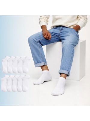 Kral Socks Ekonomik Bilek Boy Patik Çorap Yüksek Pamuk İçeriğiyle 10 Çift Düz Desen
