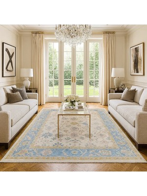 AGK Home Özel Tezgah Dokuma Mavi Uşak Halısı 200X300 cm