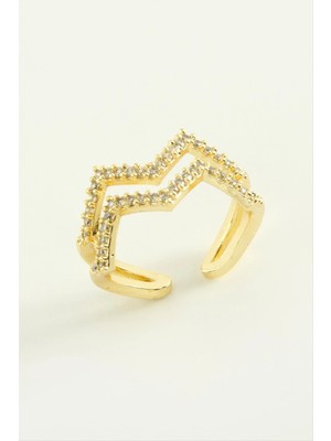 Zikzak Zirkon Taşlı Yüzük Nemere