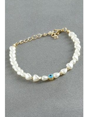 Kalp Nazar Inci Bileklik Nemere