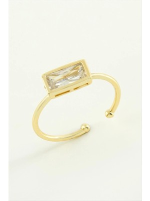 Dikdörtgen Zirkon Taşlı Yüzük Nemere