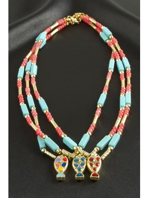 Balık Taşlı Boncuk Kolye Nemere