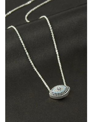 Oval Zirkon Taşlı Kolye Nemere
