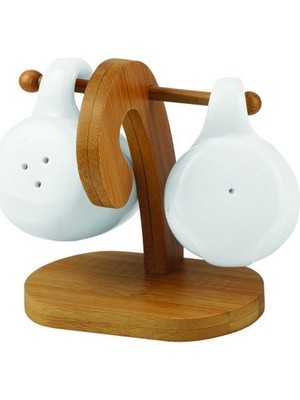 Bambum Cuper Bambu Tuzluk & Biberlik B2836 11.5x9x11 cm Beyaz Renkli Şık Tasarım