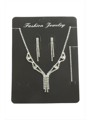 Sallantılı Taşlı Set Kolye Nemere