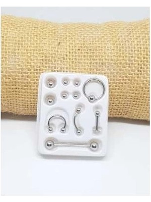 11 Parça Piercing (Cerrahi Çelik) ve Piercing Topu Seti Piirsing Nemere