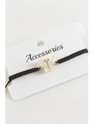 Kelebek Polyester Makrome Örgülü Bileklik Nemere