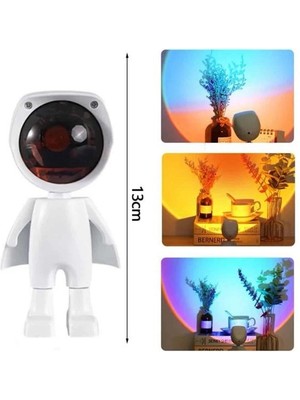 180 Derece Dönebilen Astronot Masa ve Gece Lambası Projektör Nemere