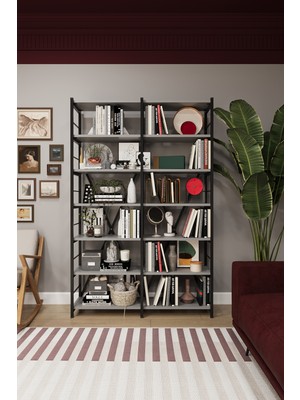 Asra Trend 6 RAFLI METAL KİTAPLIK İKİ MODÜL