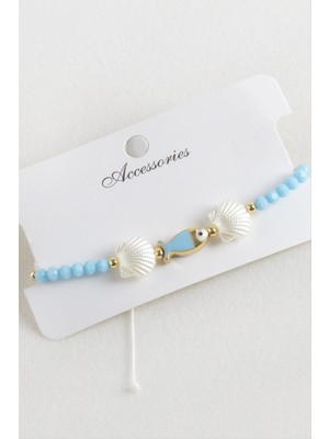 Balık Istiridye Inci Kristal Makrome Ip Bileklik Nemere