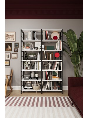 Asra Trend 6 RAFLI METAL KİTAPLIK İKİ MODÜL