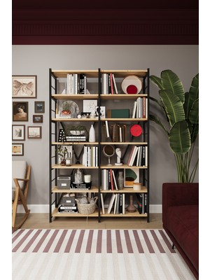 Asra Trend 6 RAFLI METAL KİTAPLIK İKİ MODÜL