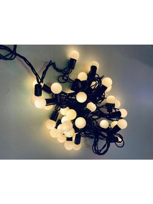 5 Metre 28 Mini Top LED Sarı Işık Fişli Siyah Kablo Nemere