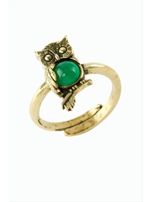 Baykuş Doğaltaşlı Otantik Yüzük Nemere