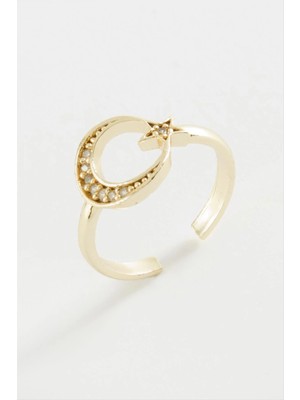 Ay Yıldız Zirkon Taşlı Yüzük Nemere